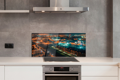 Painel de vidro Panorama noturno do Rio Gdansk