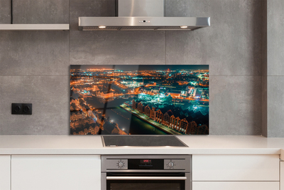 Painel de vidro Panorama noturno do Rio Gdansk