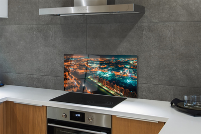 Painel de vidro Panorama noturno do Rio Gdansk