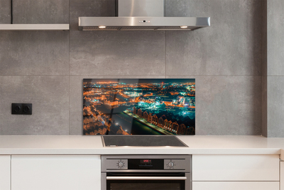 Painel de vidro Panorama noturno do Rio Gdansk