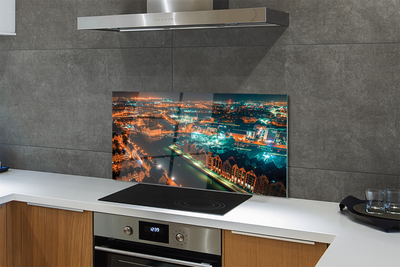 Painel de vidro Panorama noturno do Rio Gdansk