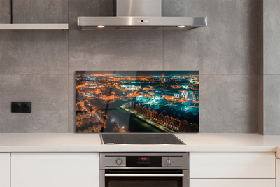 Painel de vidro Panorama noturno do Rio Gdansk