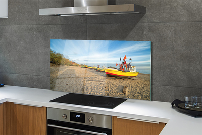 Painel de vidro Barcos de praia de Gdańsk