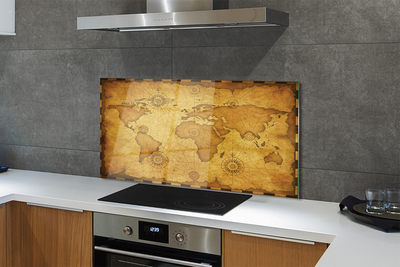 Painel de vidro Mapa antigo, bordas queimadas