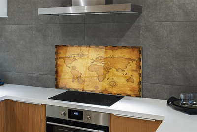 Painel de vidro Mapa antigo, bordas queimadas