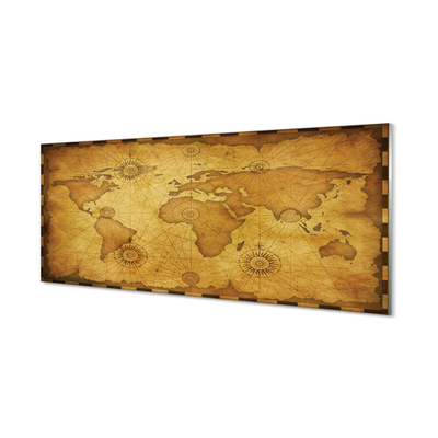 Painel de vidro Mapa antigo, bordas queimadas