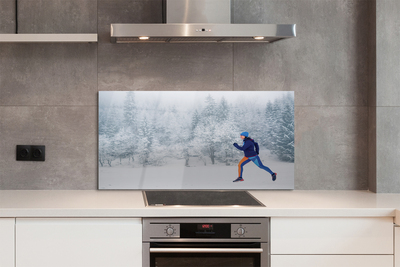 Painel de vidro Boneco de neve da floresta de inverno