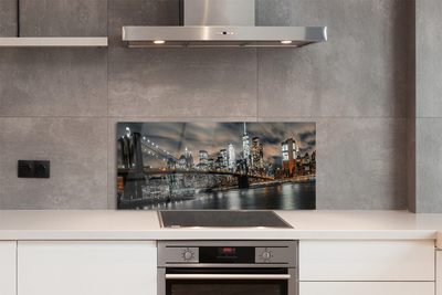 Painel de vidro Panorama noturno da ponte