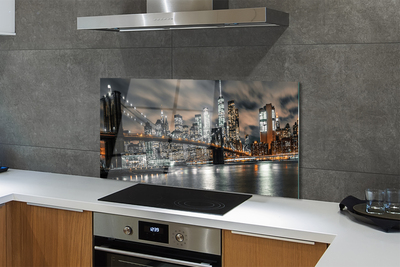 Painel de vidro Panorama noturno da ponte