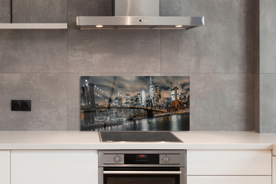 Painel de vidro Panorama noturno da ponte