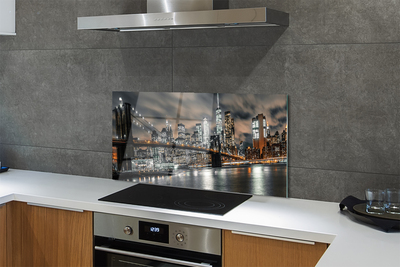 Painel de vidro Panorama noturno da ponte