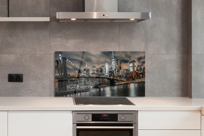 Painel de vidro Panorama noturno da ponte