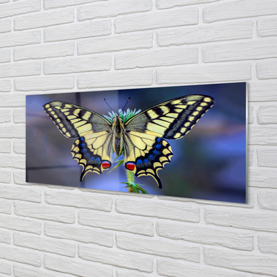 Painel de vidro Borboleta em uma flor