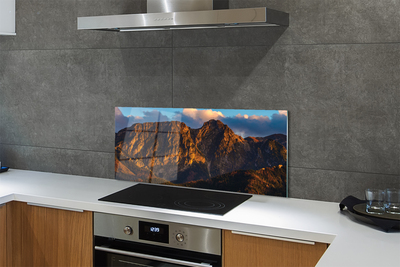 Painel de vidro Pôr do sol na montanha