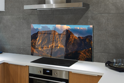 Painel de vidro Pôr do sol na montanha