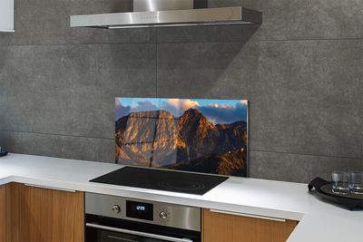 Painel de vidro Pôr do sol na montanha