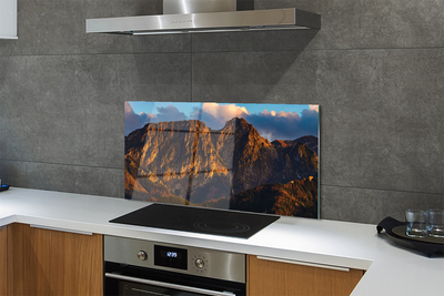 Painel de vidro Pôr do sol na montanha