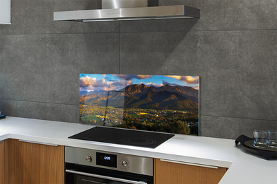 Painel de vidro Pôr do sol na montanha