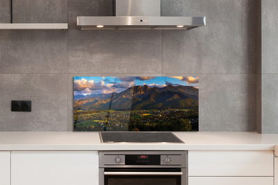 Painel de vidro Pôr do sol na montanha