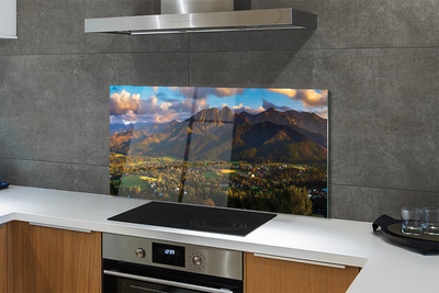 Painel de vidro Pôr do sol na montanha