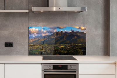 Painel de vidro Pôr do sol na montanha