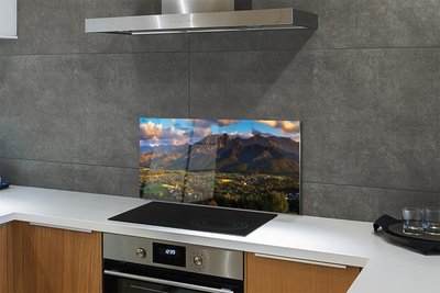 Painel de vidro Pôr do sol na montanha