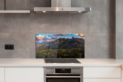 Painel de vidro Pôr do sol na montanha