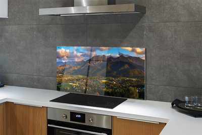 Painel de vidro Pôr do sol na montanha