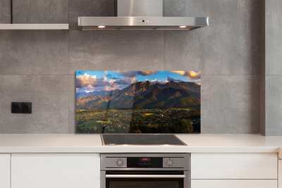 Painel de vidro Pôr do sol na montanha