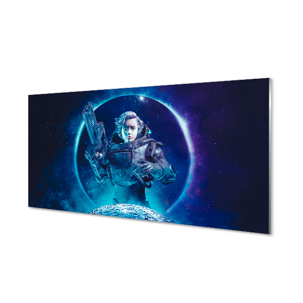 Painel de vidro Mulher espacial lua