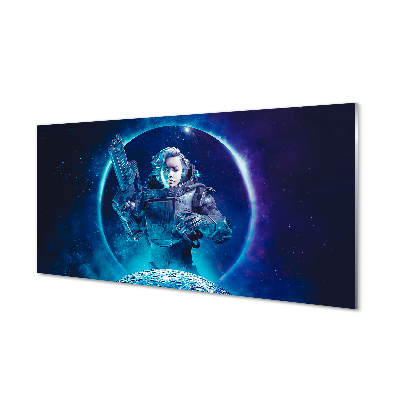 Painel de vidro Mulher espacial lua