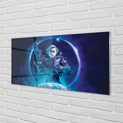 Painel de vidro Mulher espacial lua
