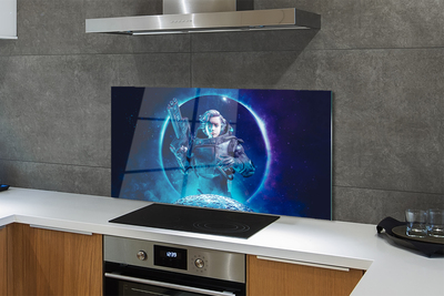 Painel de vidro Mulher espacial lua