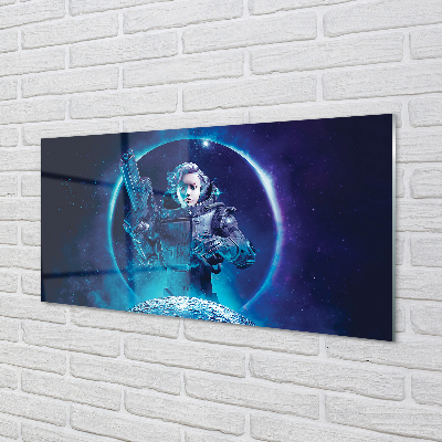Painel de vidro Mulher espacial lua