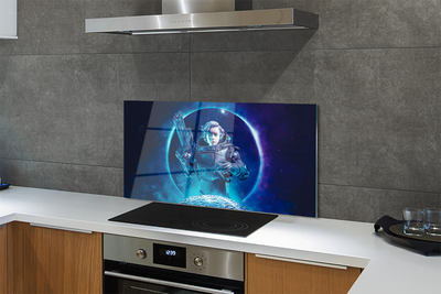 Painel de vidro Mulher espacial lua