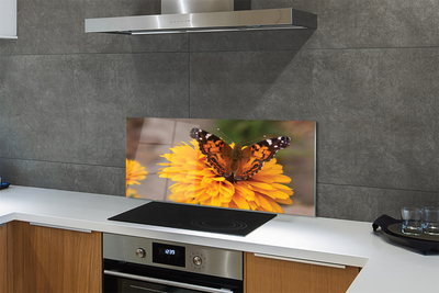 Painel de vidro Flor borboleta colorida