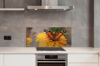 Painel de vidro Flor borboleta colorida