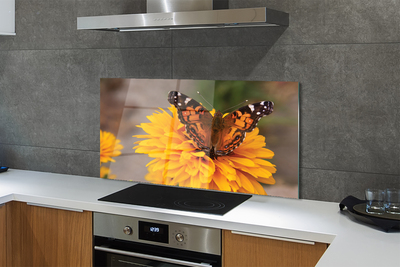 Painel de vidro Flor borboleta colorida