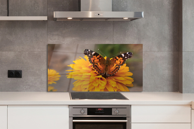 Painel de vidro Flor borboleta colorida