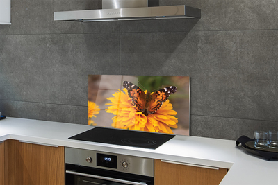 Painel de vidro Flor borboleta colorida