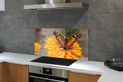 Painel de vidro Flor borboleta colorida