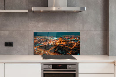 Painel de vidro Igreja noturna panorâmica de Gdansk