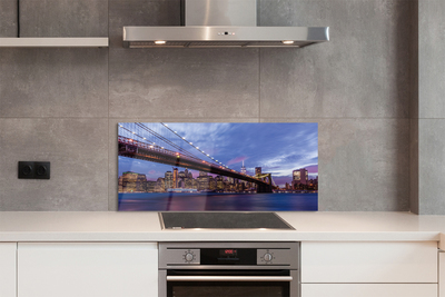 Painel de vidro Ponte pôr do sol arranha-céus