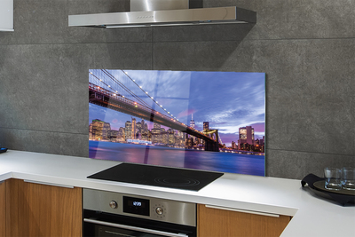 Painel de vidro Ponte pôr do sol arranha-céus