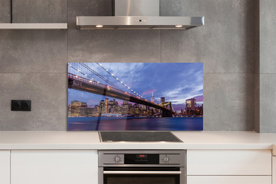 Painel de vidro Ponte pôr do sol arranha-céus