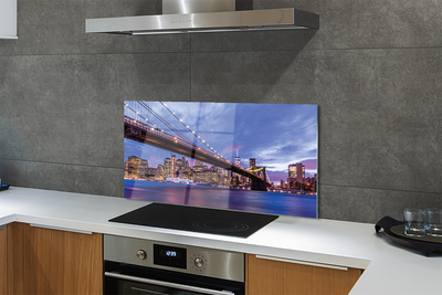 Painel de vidro Ponte pôr do sol arranha-céus