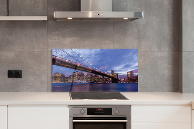 Painel de vidro Ponte pôr do sol arranha-céus