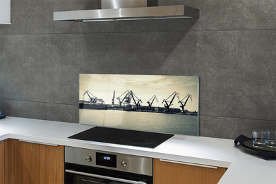 Painel de vidro Estaleiro de Gdansk Cranes River