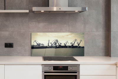Painel de vidro Estaleiro de Gdansk Cranes River