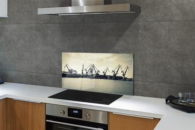 Painel de vidro Estaleiro de Gdansk Cranes River